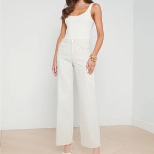 L’ Agence Elegant White Wide Leg Jeans